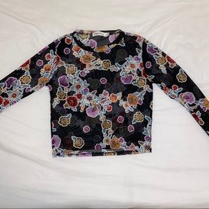 Ginger G Mesh Floral Black Shirt